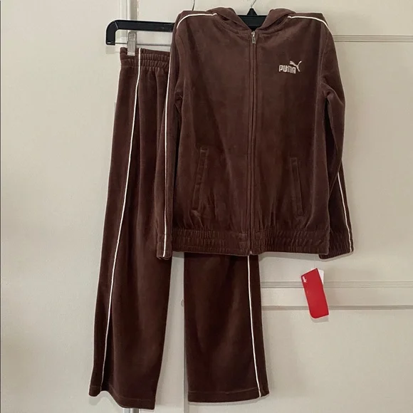 Puma Chestnut Velour Tracksuit Set - Picture 2 of 16